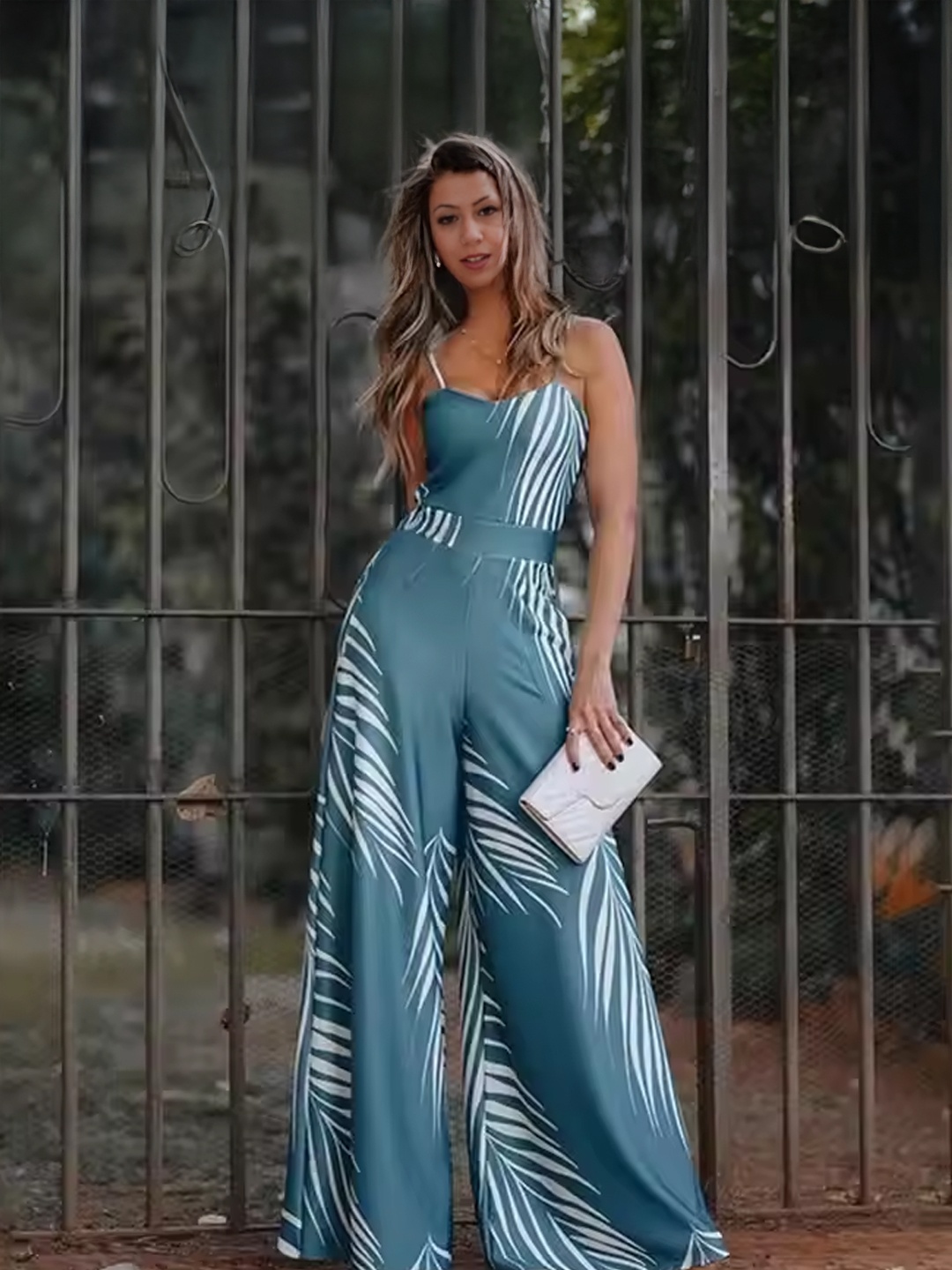 

StyleCast Printed Basic Jumpsuit, Blue