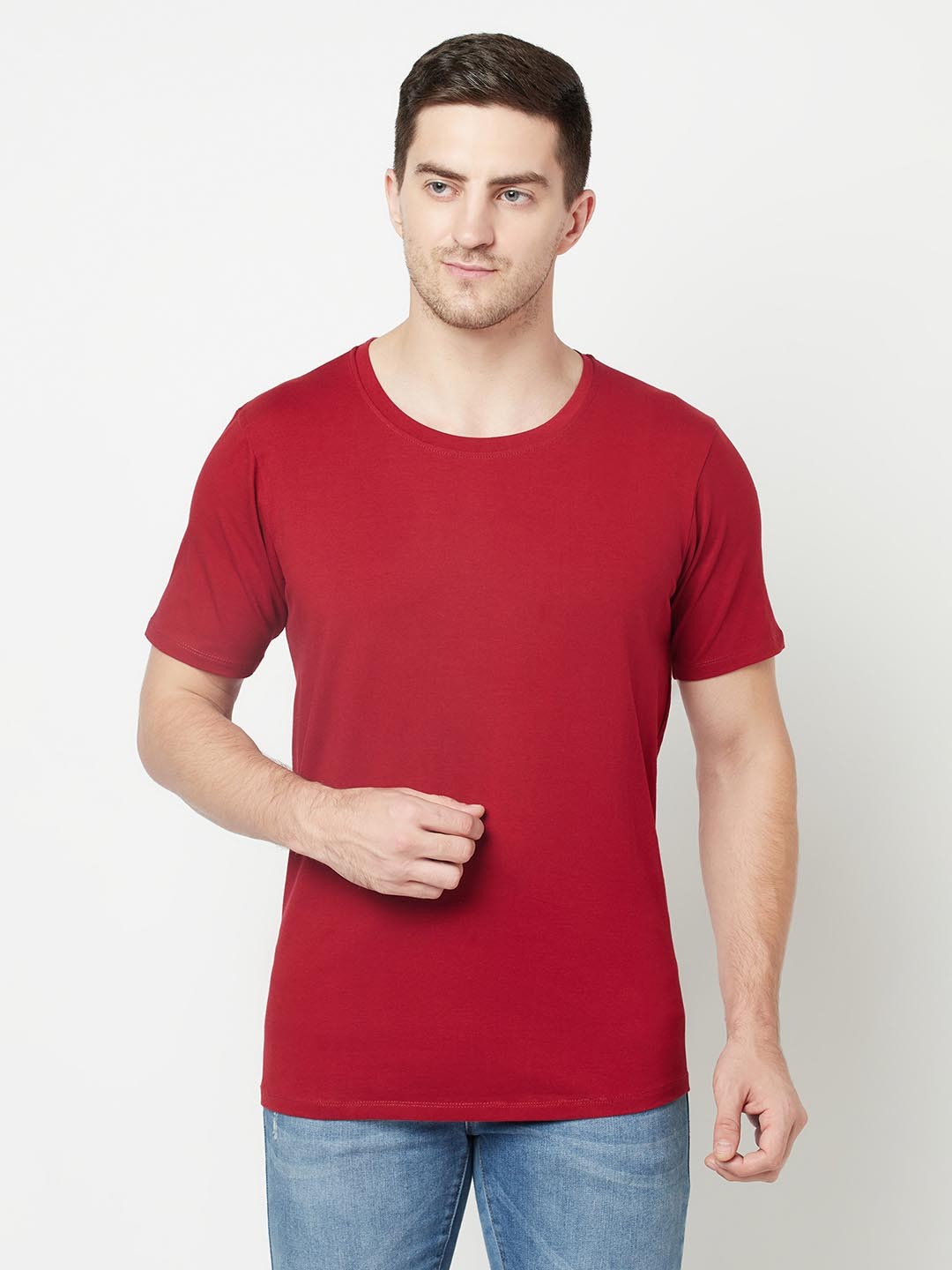 

Moda Rapido Men Fusion Solid Round Neck Cotton T-shirt, Maroon