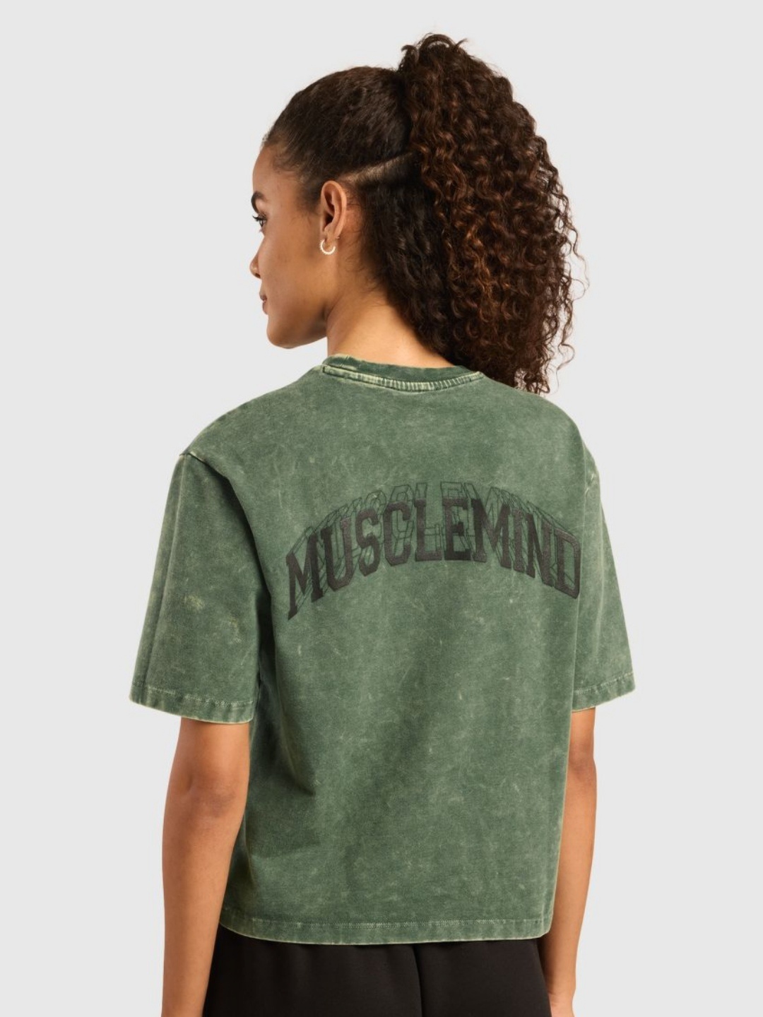 

Musclemind Women Typography Printed Cotton Oversized T-shirt, Green
