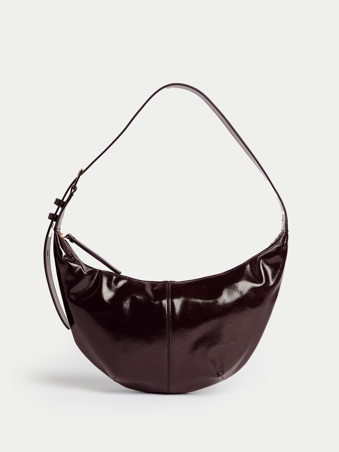 

Marks & Spencer Women Solid Half Moon Hobo Bag, Maroon
