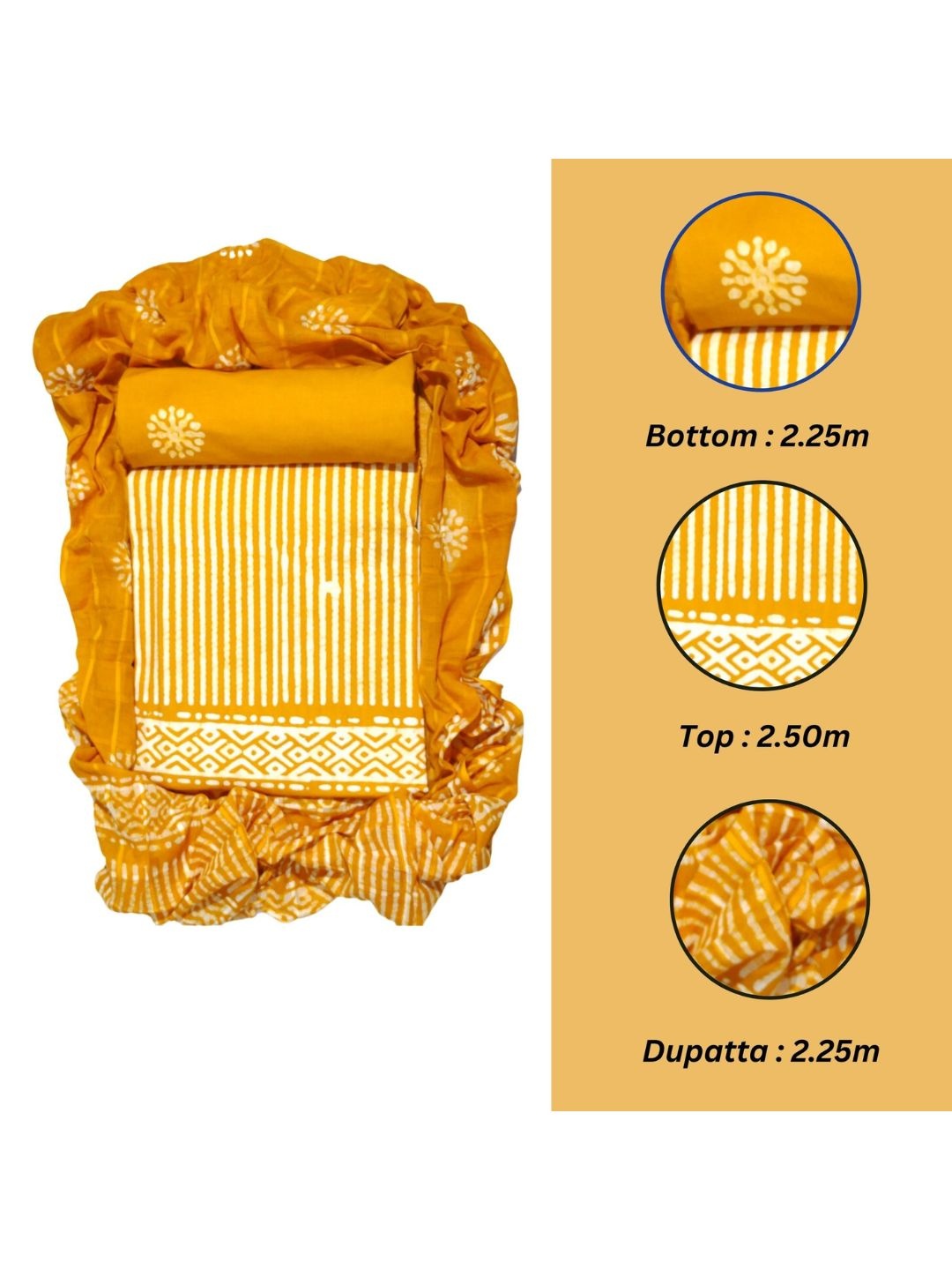 

Farooq Dyeing Striped Pure Cotton Unstitched Dress Material, Mustard