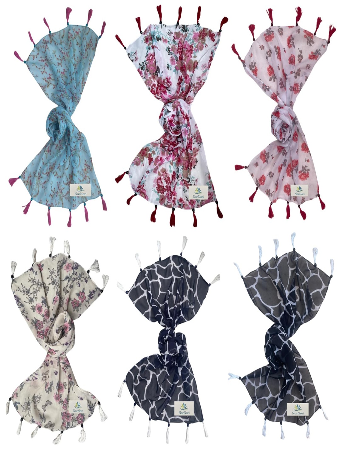 

NarNari Women Printed Scarf, Black