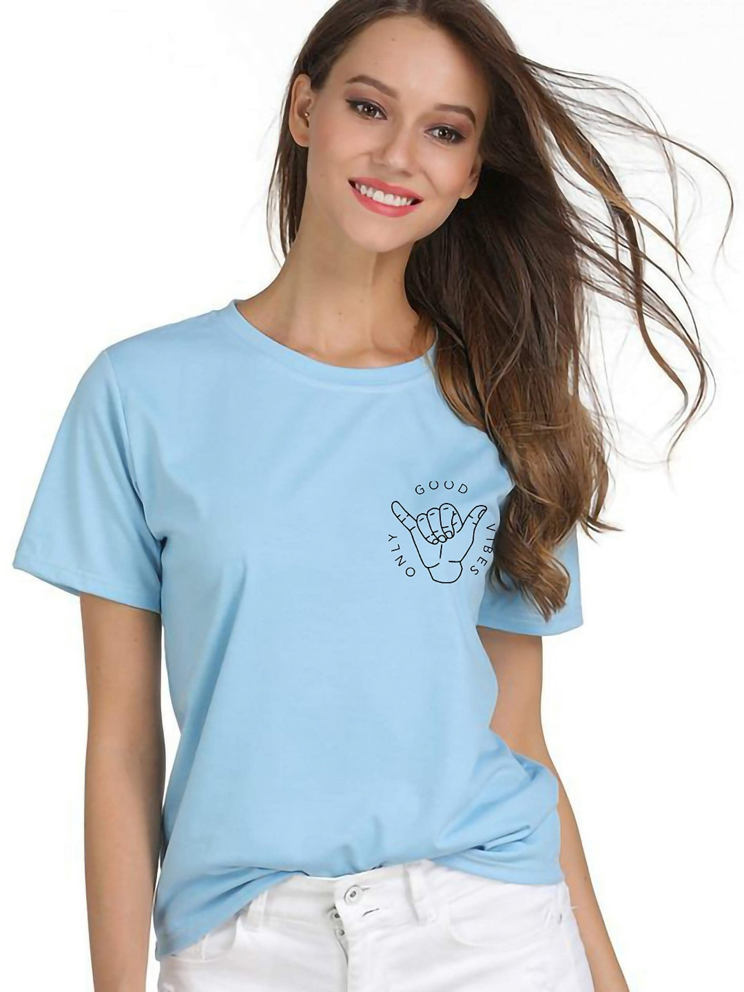 

VLAM Women Printed T-shirt, Blue