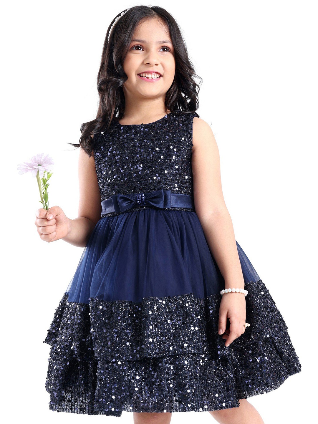 

Mark & Mia Girls Embellished Fit & Flare Dress, Navy blue