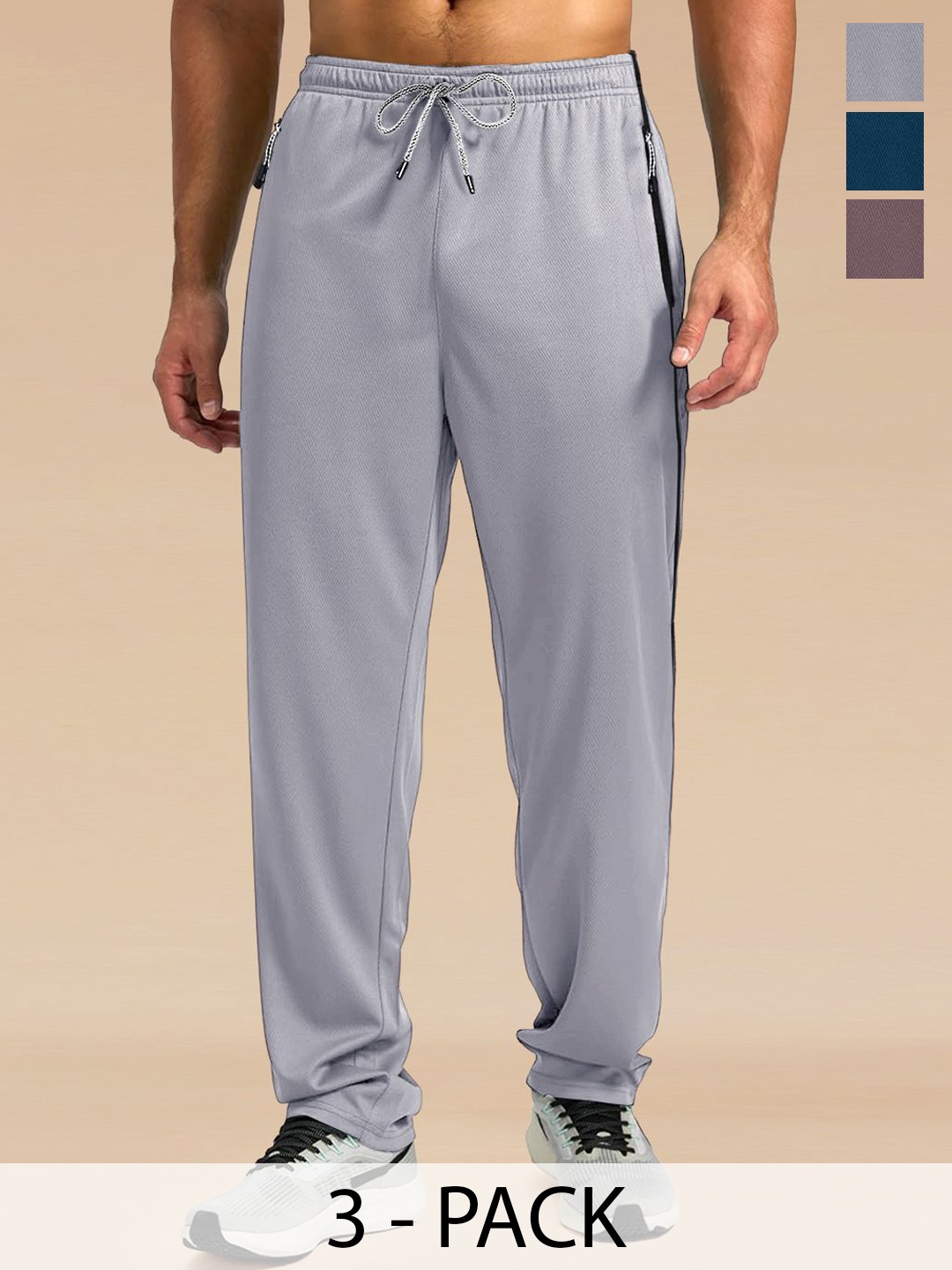 

SZN Men Pack Of 3 Mid Rise Track Pants, Blue