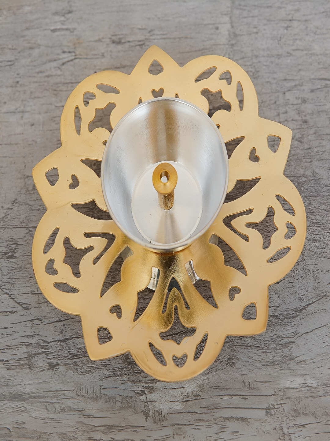 

Craftlayout Gold-Toned Textured Metal Diya Pooja Essentials