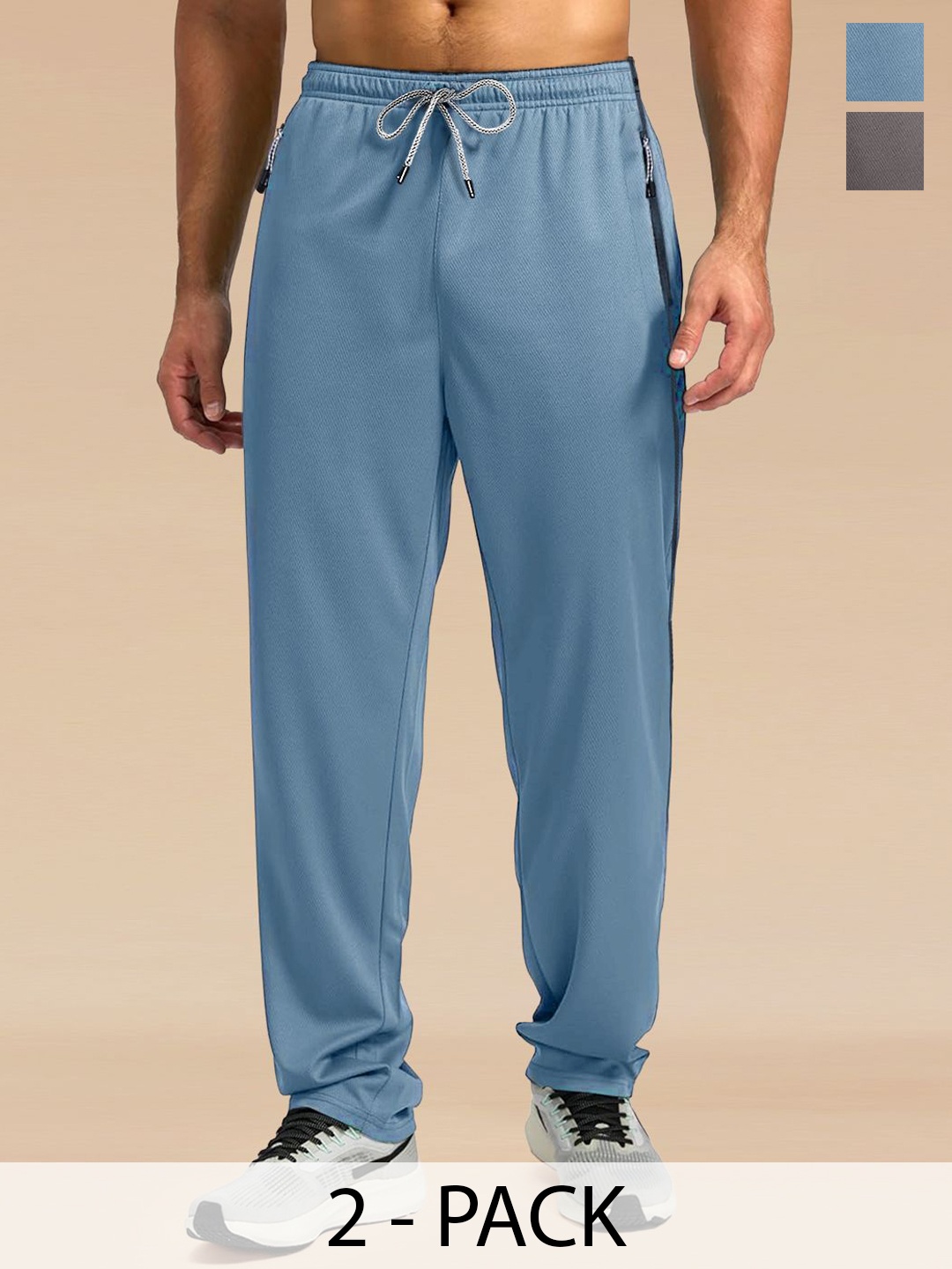 

SZN Men Pack Of 2 Mid Rise Track Pants, Blue