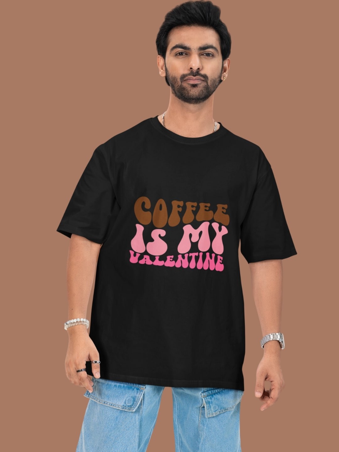 

Broke Memers Men Typography Printed Round Neck Cotton Oversized T-shirt, Black