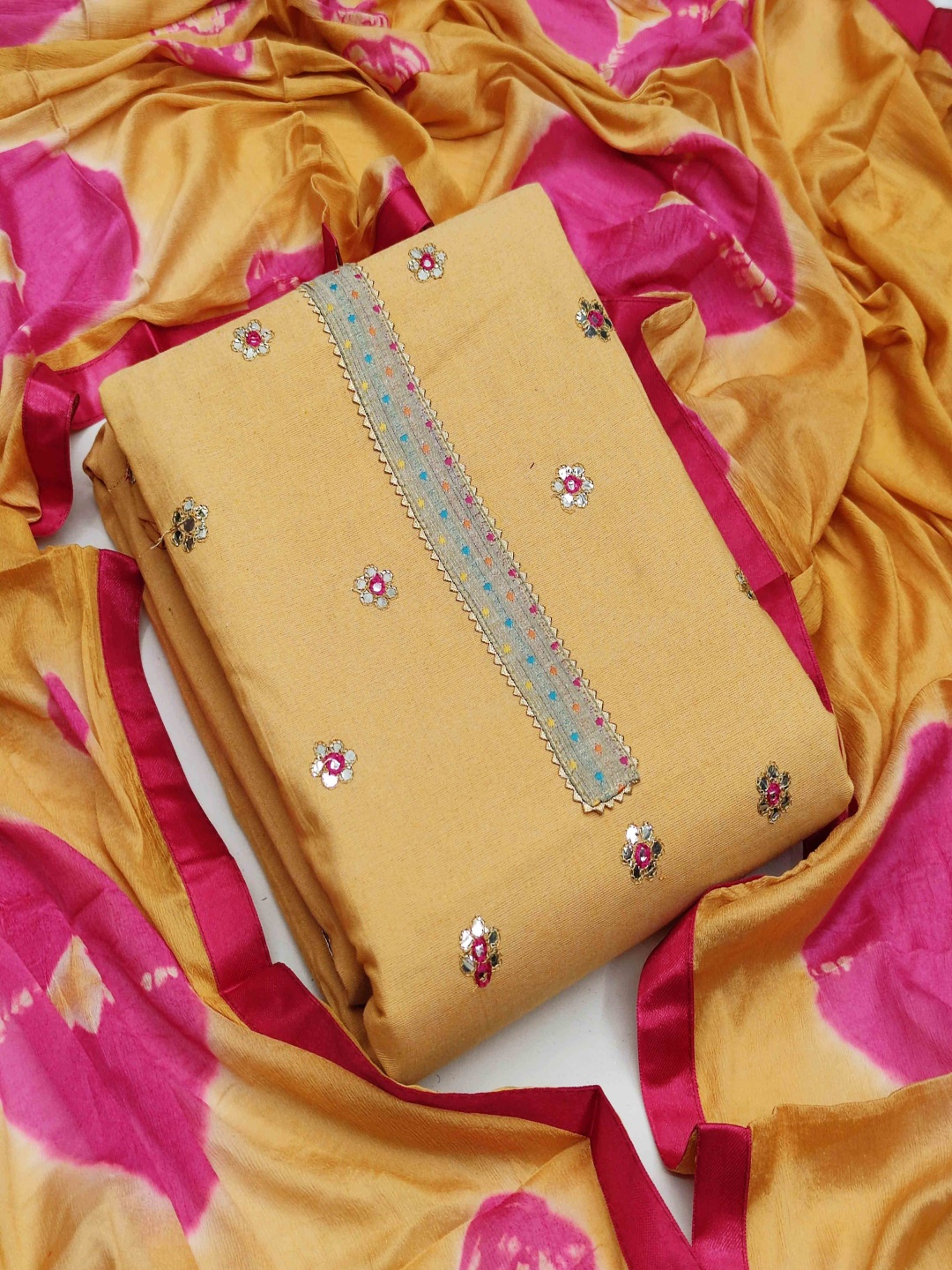 

HERE&NOW Embellished Unstitched Dress Material, Yellow
