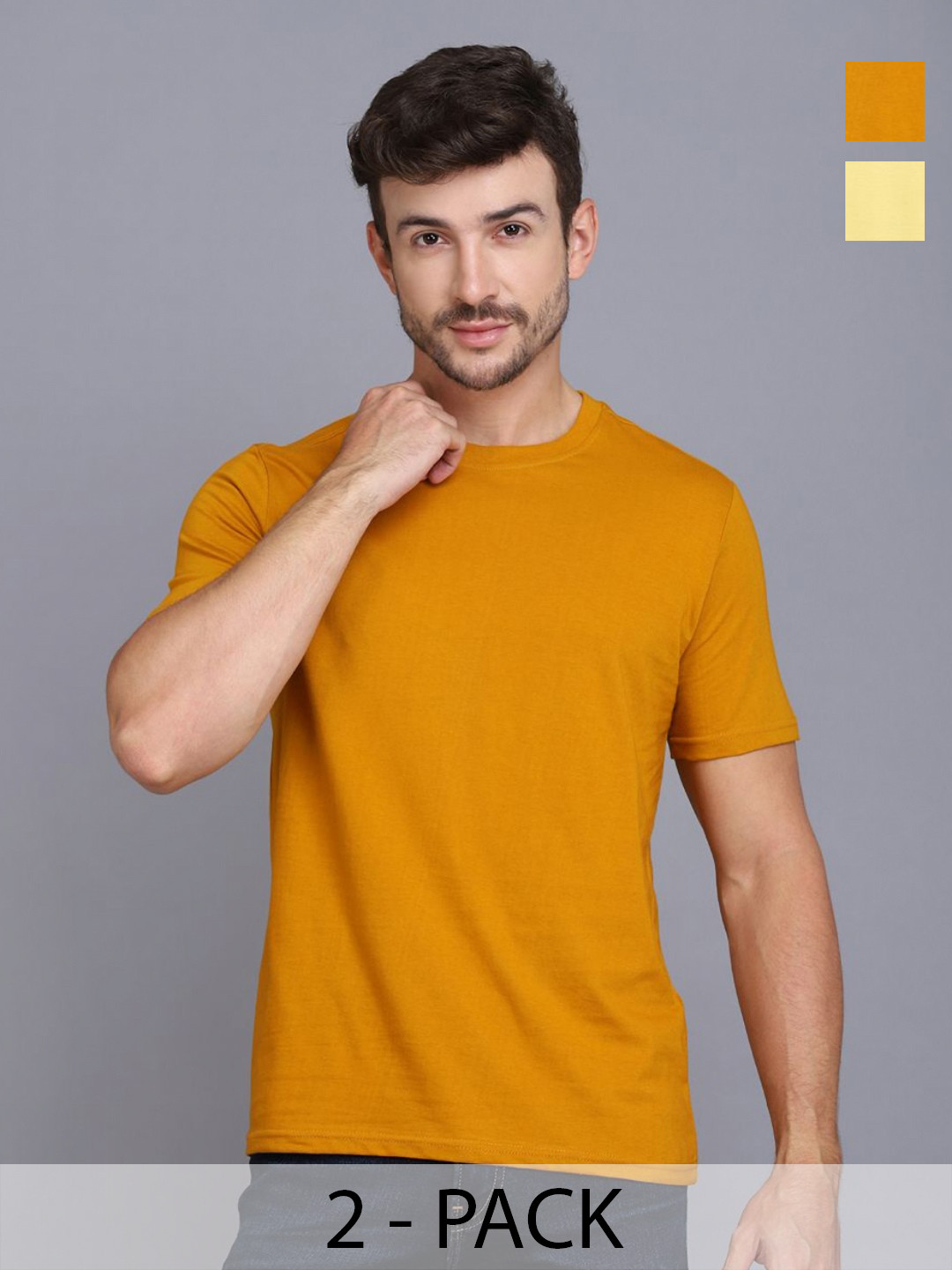 

WOOSTRO Men 2 Slim Fit T-shirt, Yellow