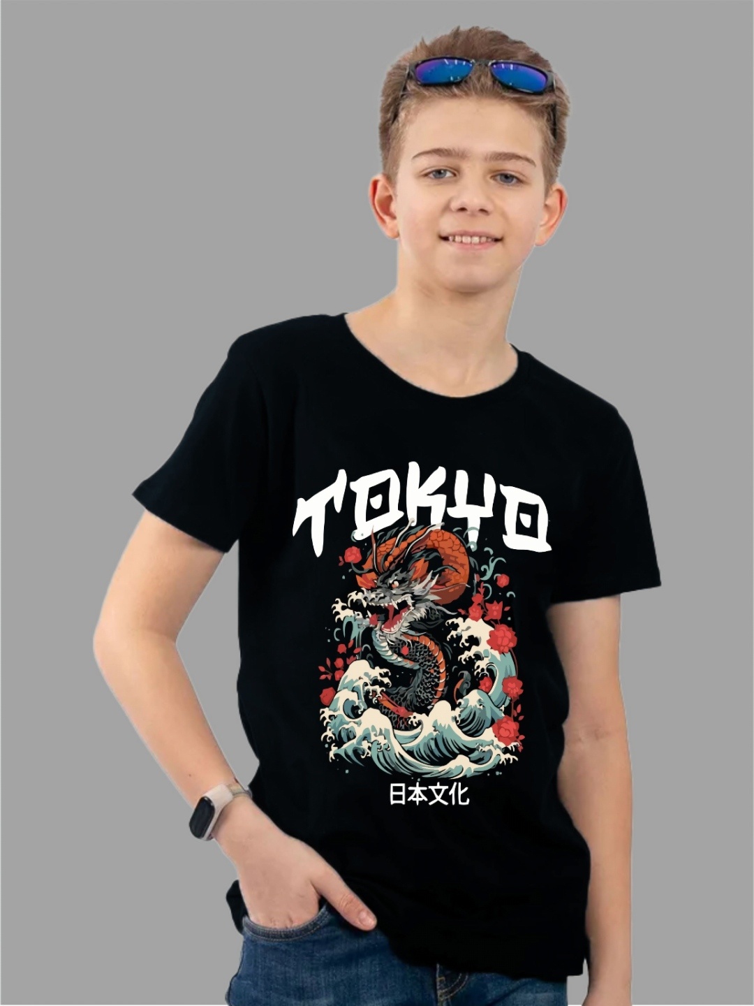 

Uniplanet store Boys Regular Fit Graphic Printed Round Neck Cotton T-shirt, Black