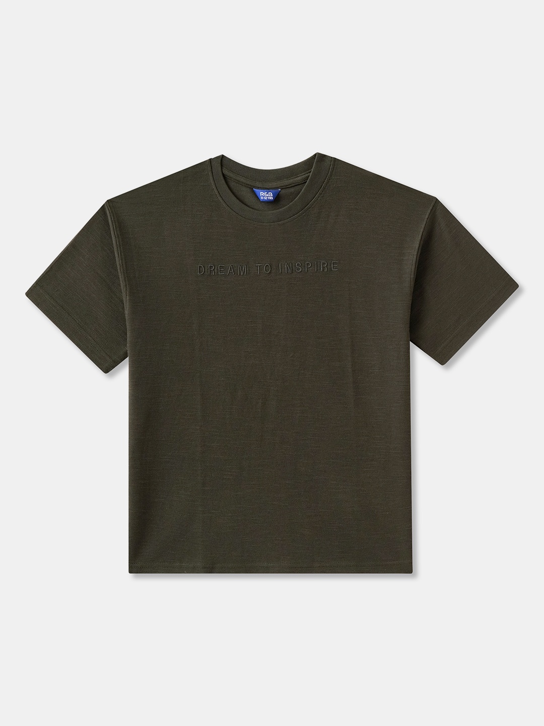 

R&B Boys Typography Printed Round Neck Relaxed Fit T-shirt, Olive