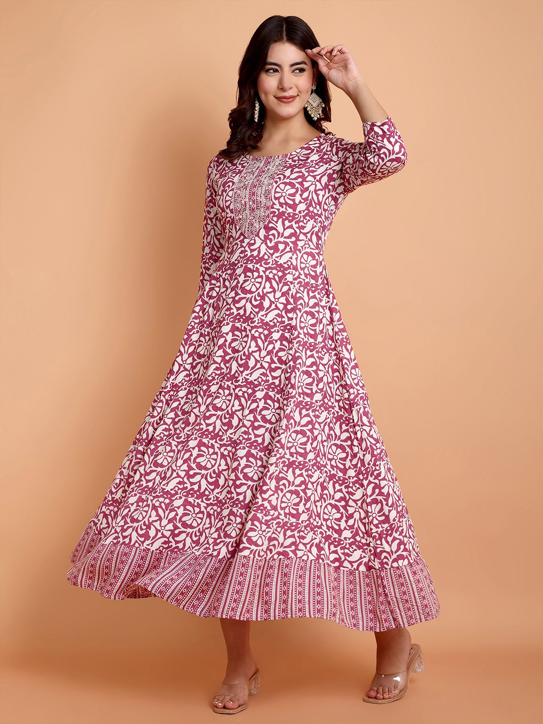 

WILL BOTTOM Floral Print Fit & Flare Maxi Dress, Pink