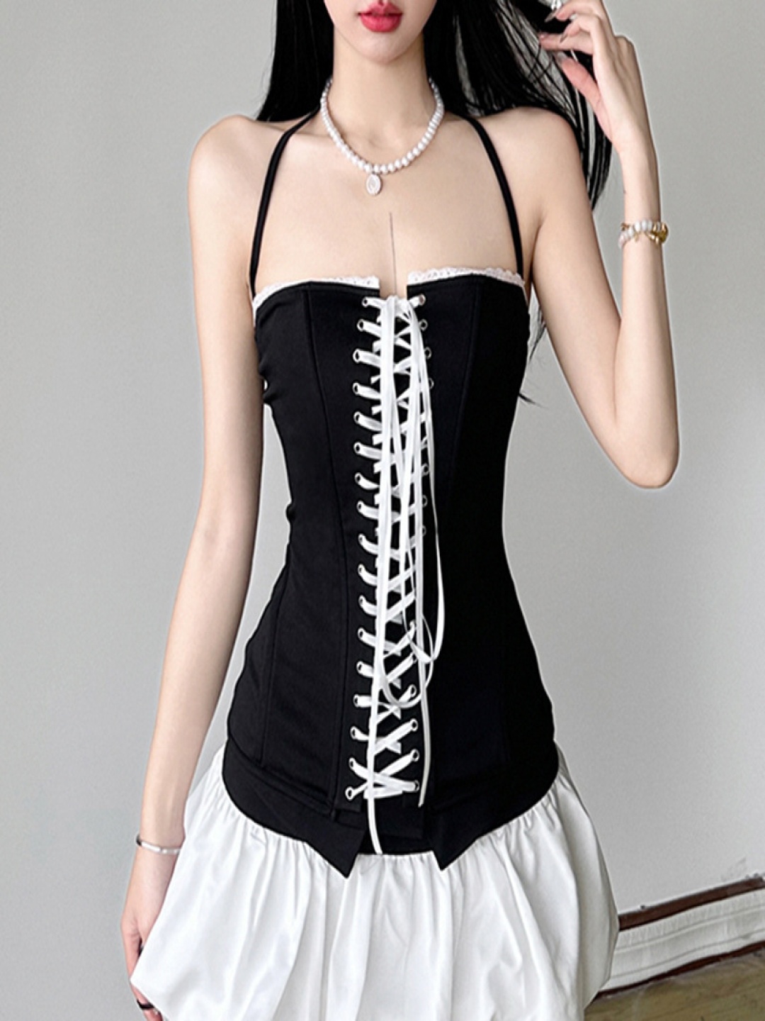 

StyleCast Women Shoulder Straps Corset Top, Black