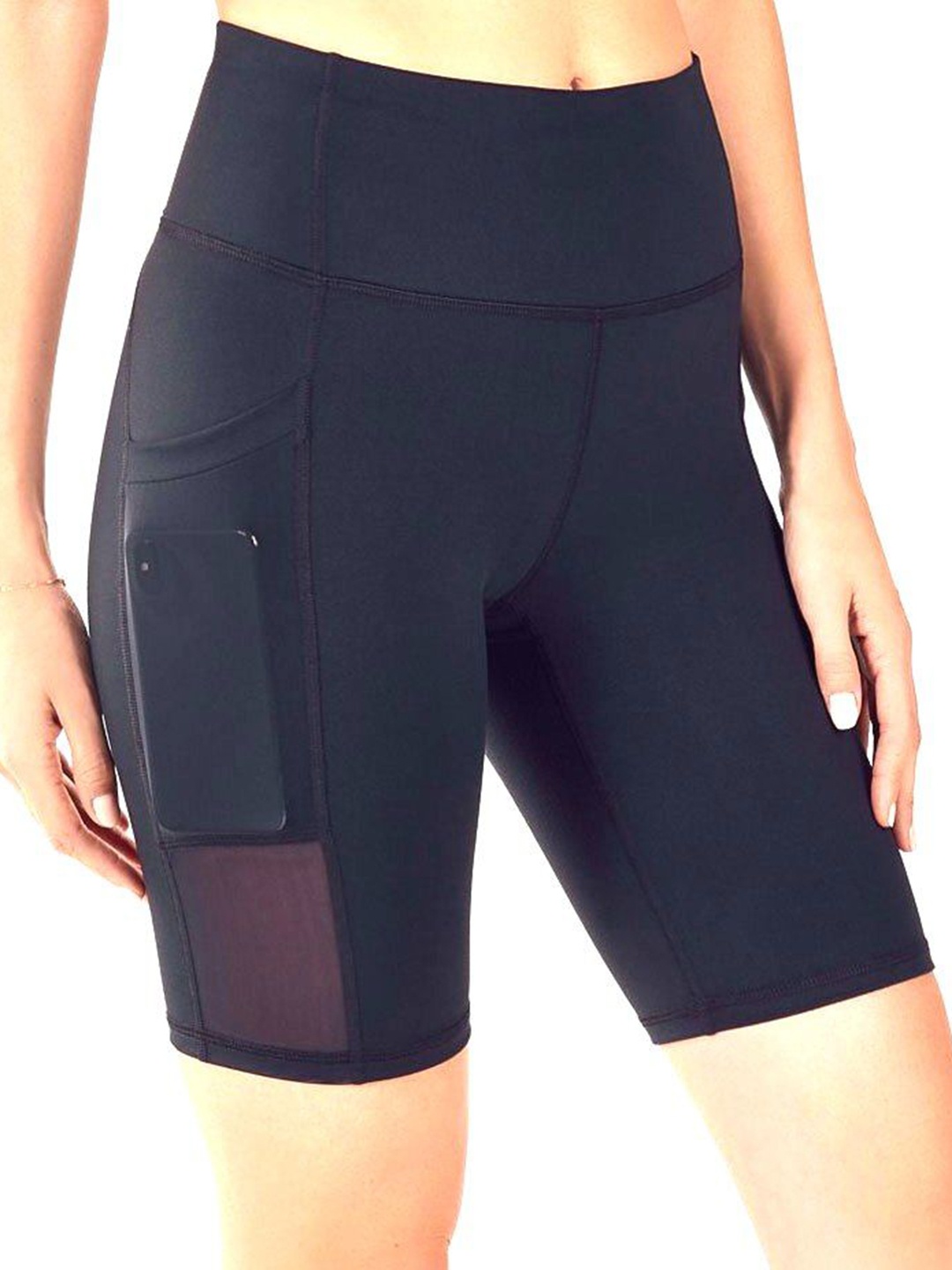 

Flingr Women Skinny Fit High-Rise Sports Shorts, Black
