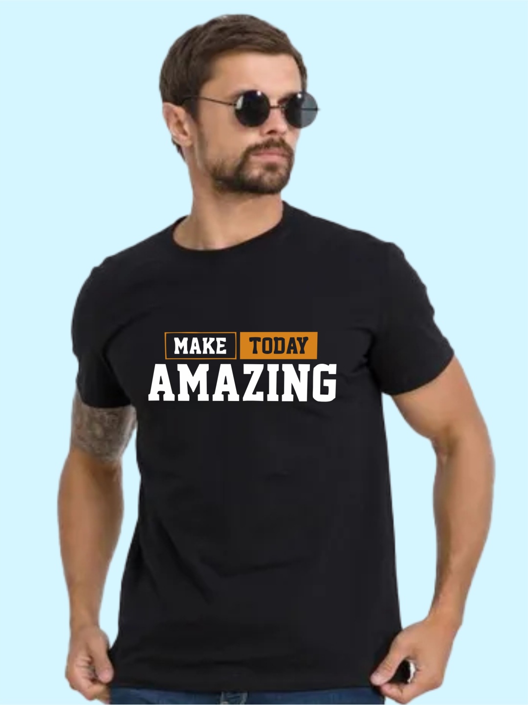 

Uniplanet store Men Typography Printed Round Neck Cotton T-shirt, Black