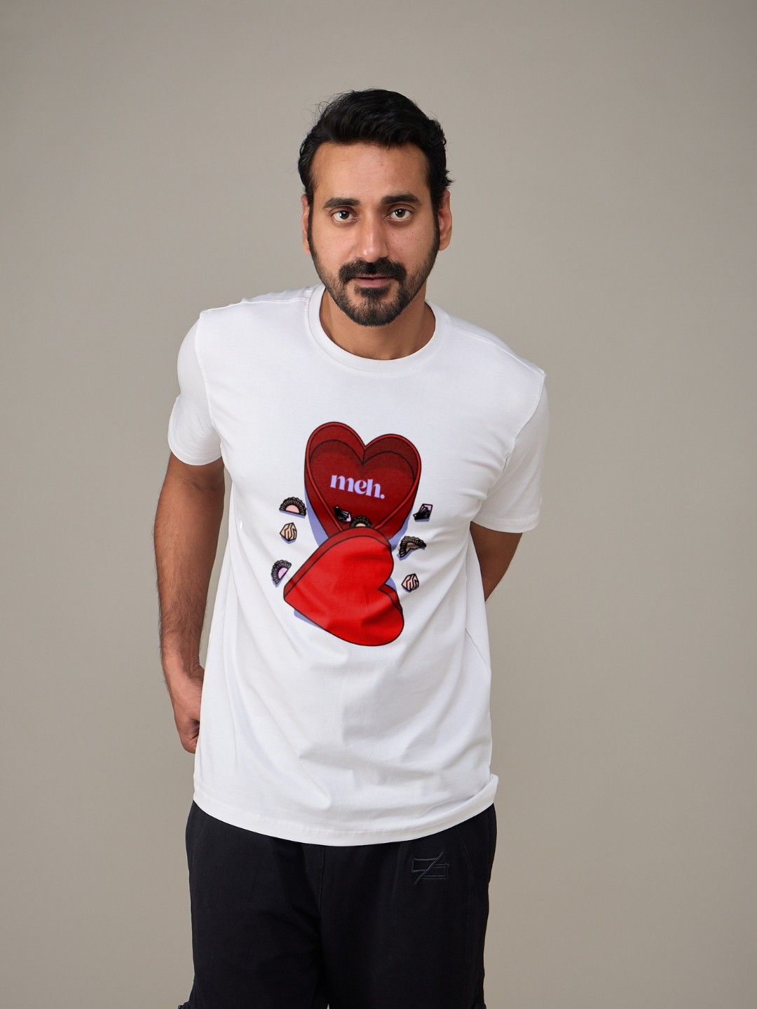 

EQL Men Bio Finish Graphic Printed Round Neck Cotton T-shirt, White