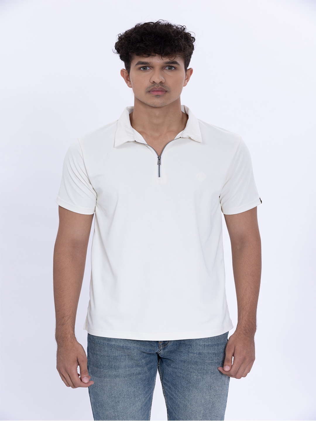 

HOUSE OF RS Men Solid Polo CollarT-shirt, Off white