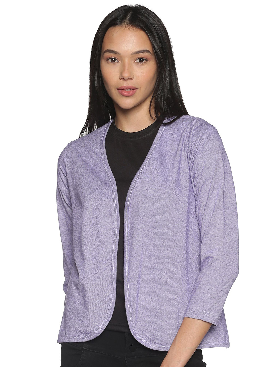 

ECOLINE Clothing Eco Friendly V-Neck Open Front Shrug, Purple