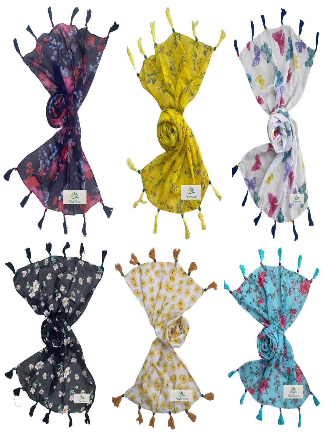 

NarNari Women Printed Scarf, Black