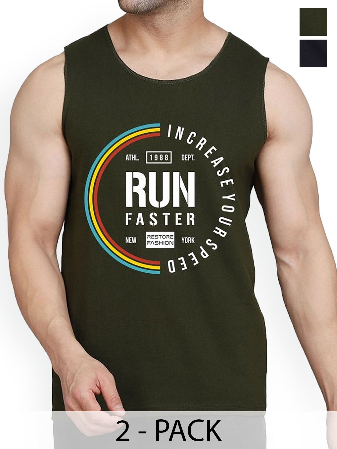 

WOOSTRO Pack Of 2 Printed Innerwear Vests - RS26 CMB (RUN BLACK) (RUN OLIVE)