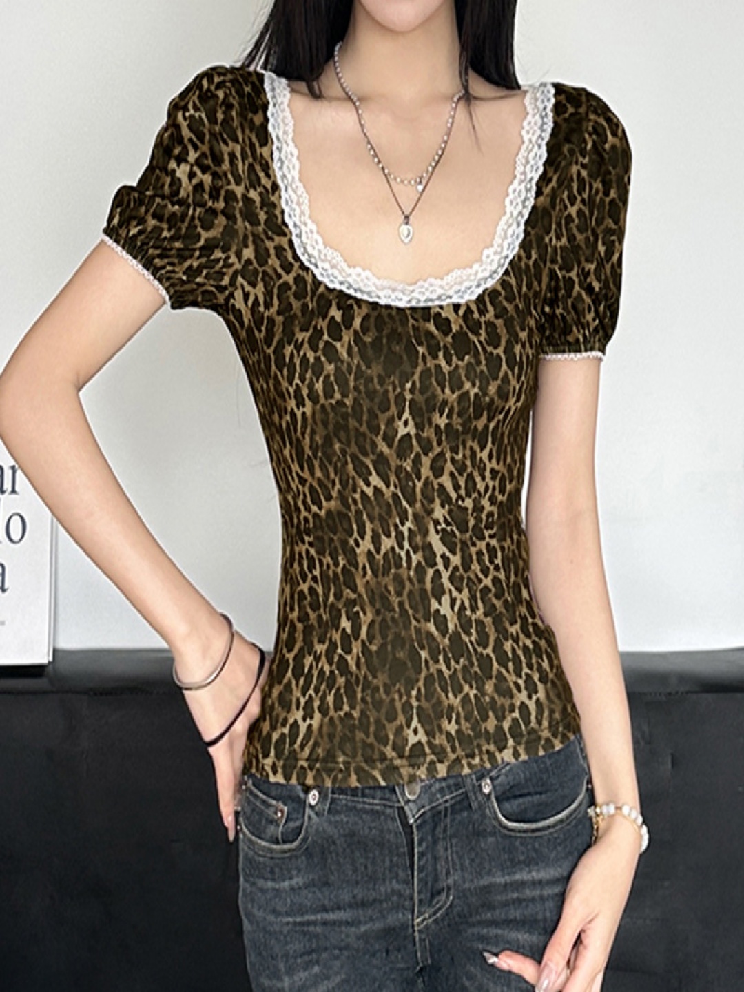 

StyleCast Women Animal Printed Fitted Top, Brown