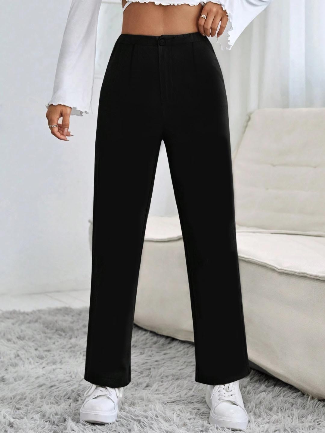 

TOOCHKI Women Relaxed Straight Leg High-Rise Formal Trousers, Black