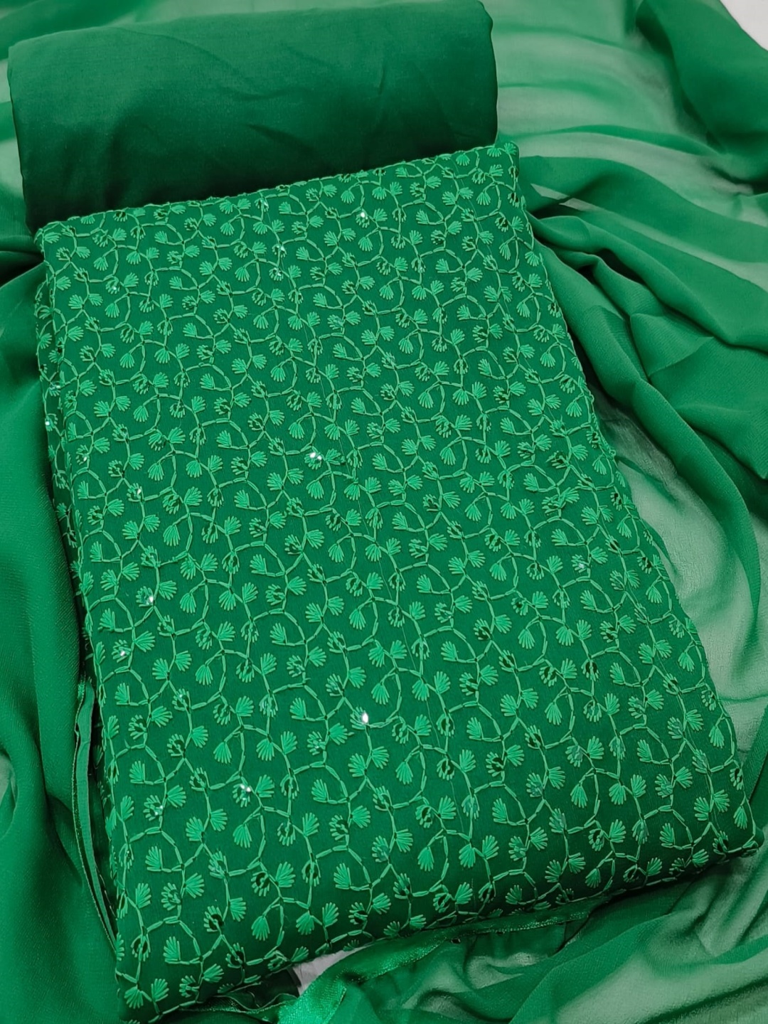 

SWARNGANGA TEX Floral Embroidered Sequinned Unstitched Dress Material, Green