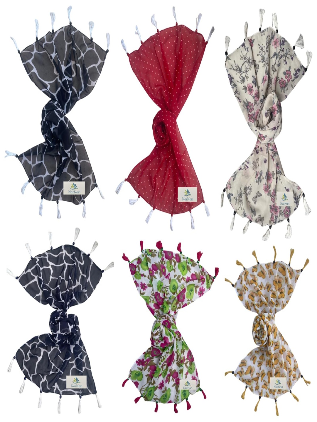 

NarNari Women Printed Scarf, Black