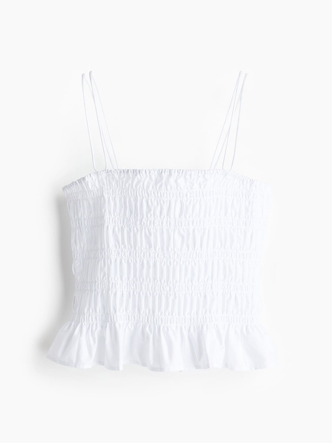 

H&M Smocked Strappy Top, White