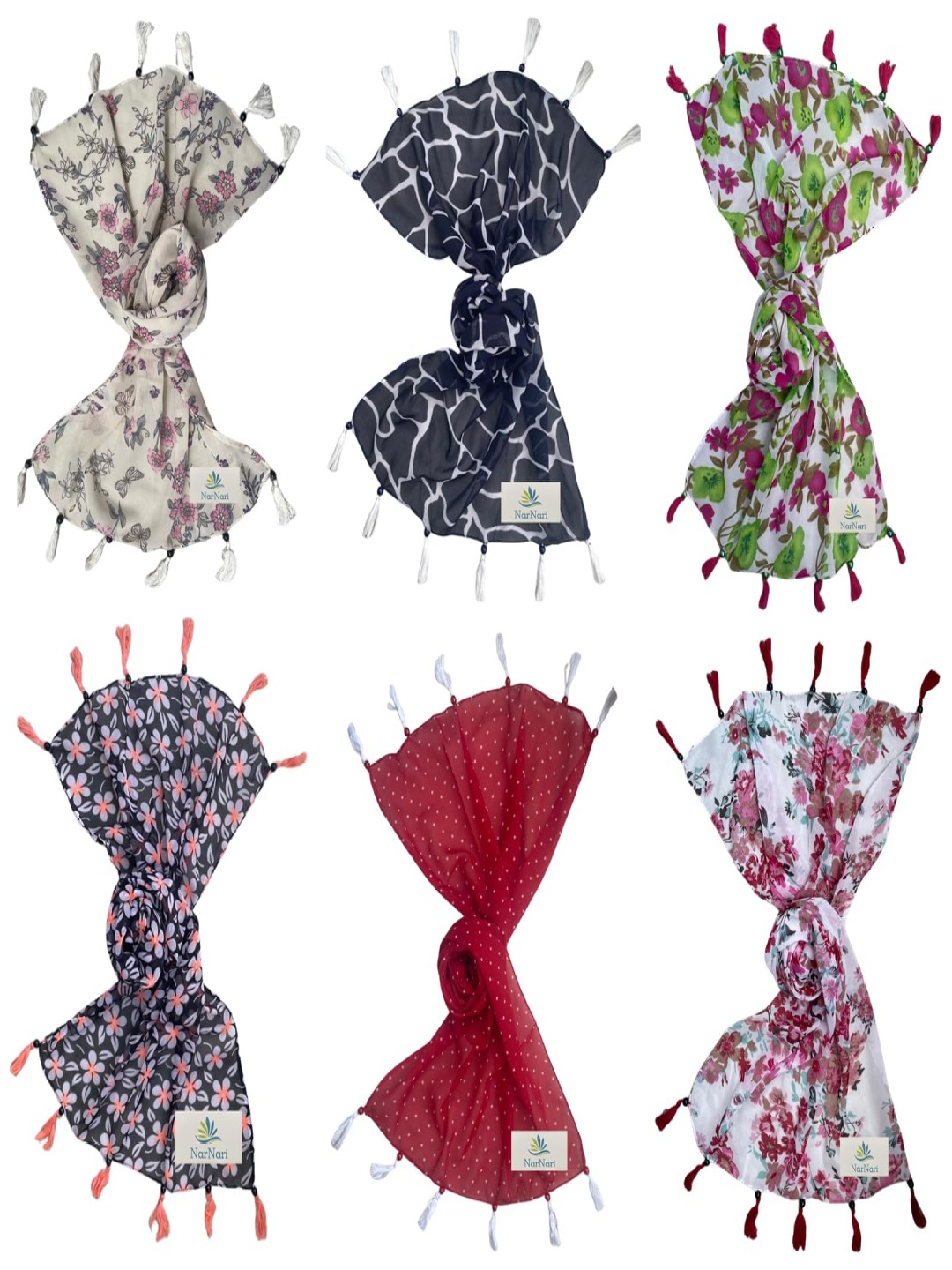 

NarNari Women Printed Scarf, Red