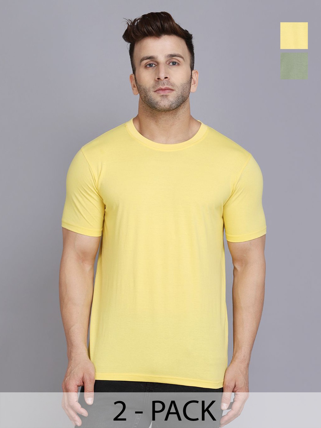 

WOOSTRO Men 2 Slim Fit T-shirt, Yellow