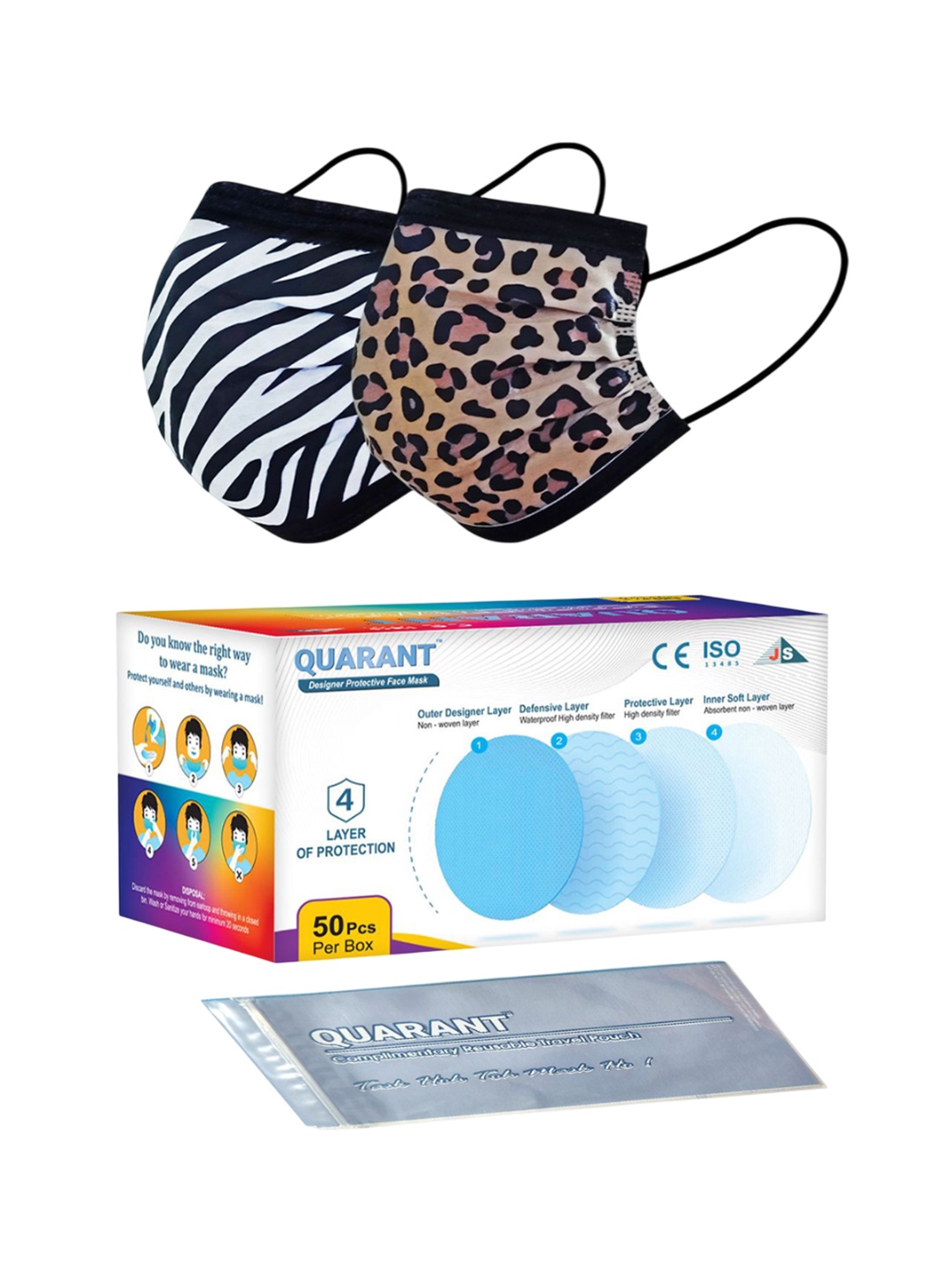 

QUARANT Pack of 50 Camo Combo Printed 4 Ply Outdoor Masks, Black