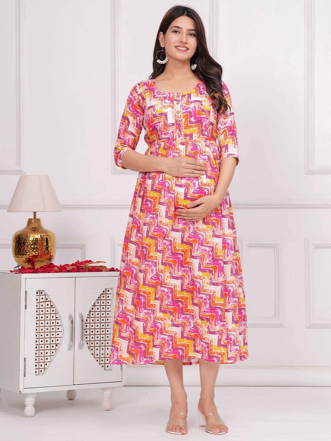 

mad fury Tropical Print Maternity Maxi Dress, Pink
