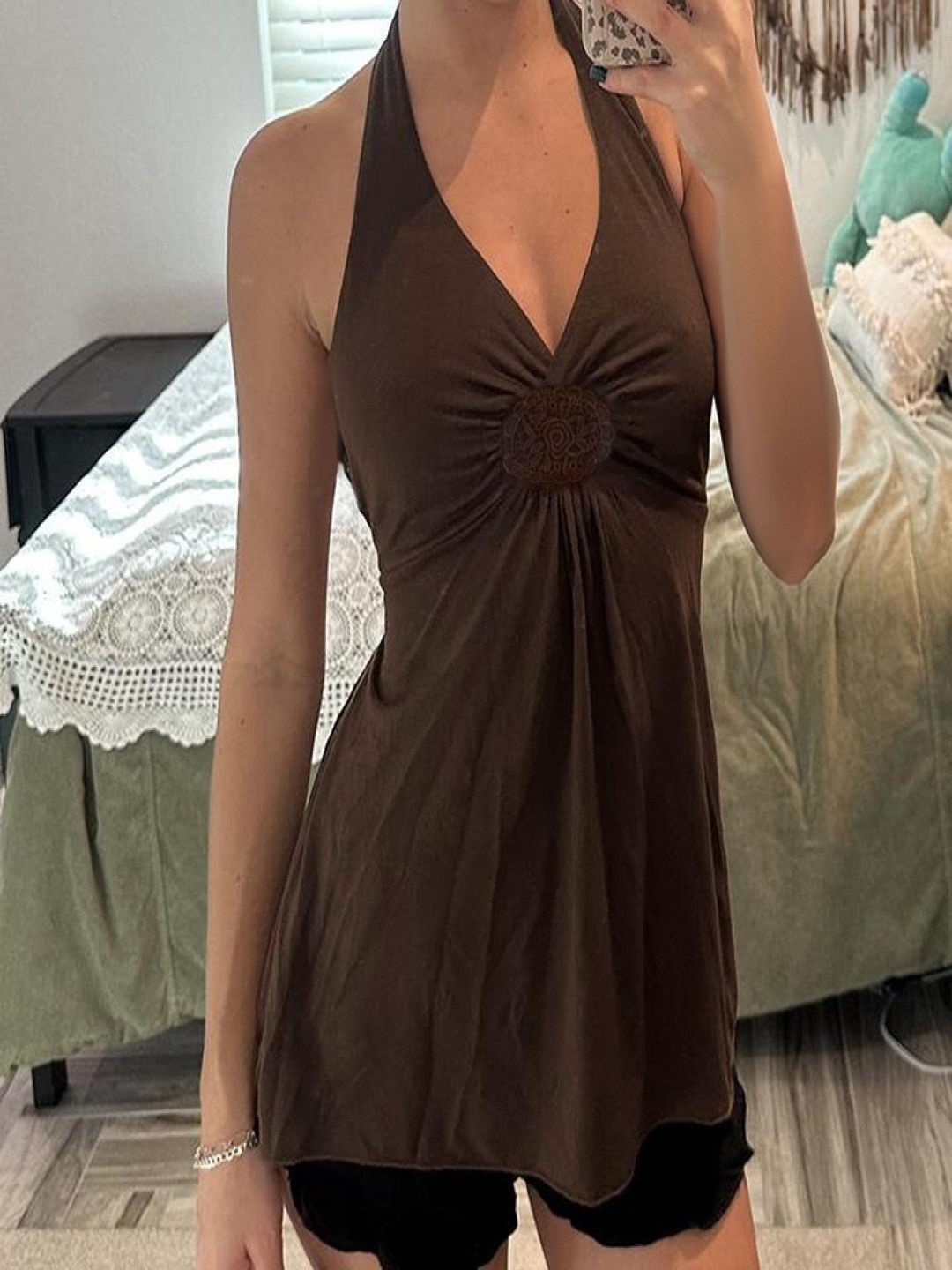 

StyleCast Women Longline A-line Top, Brown