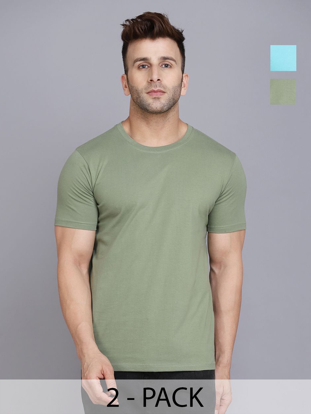 

WOOSTRO Men 2 Slim Fit T-shirt, Sea green