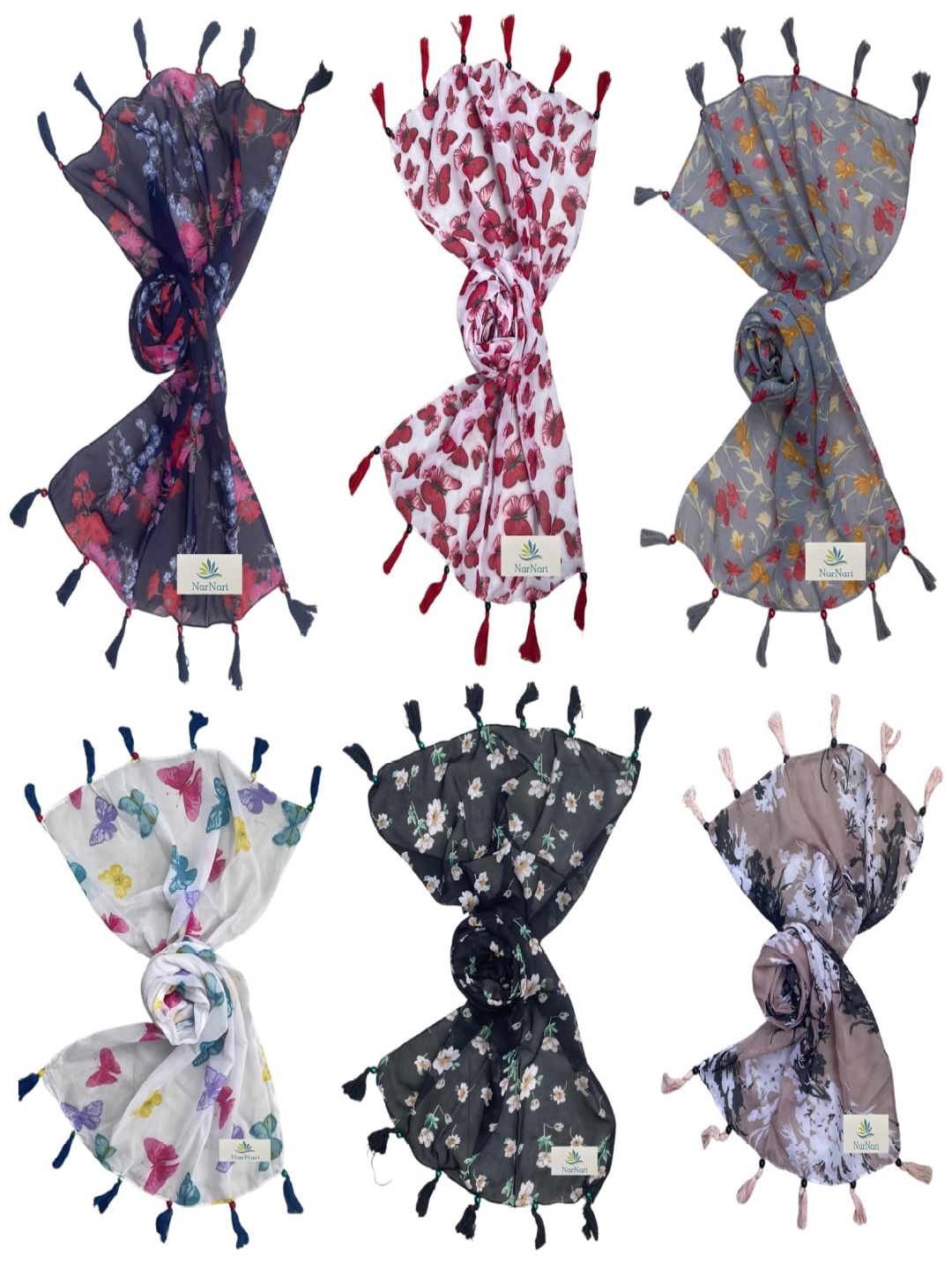 

NarNari Women Printed Scarf, Black