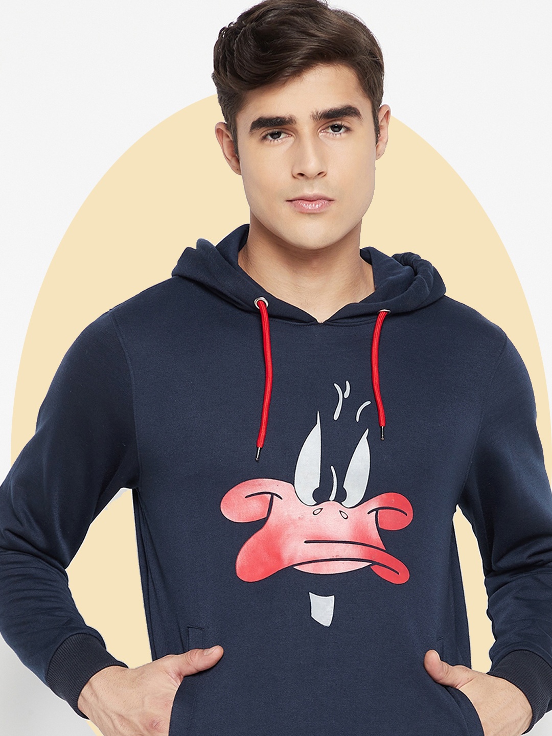 

LYCOS Men Printed Hooded Pullover Sweatshirt, Navy blue