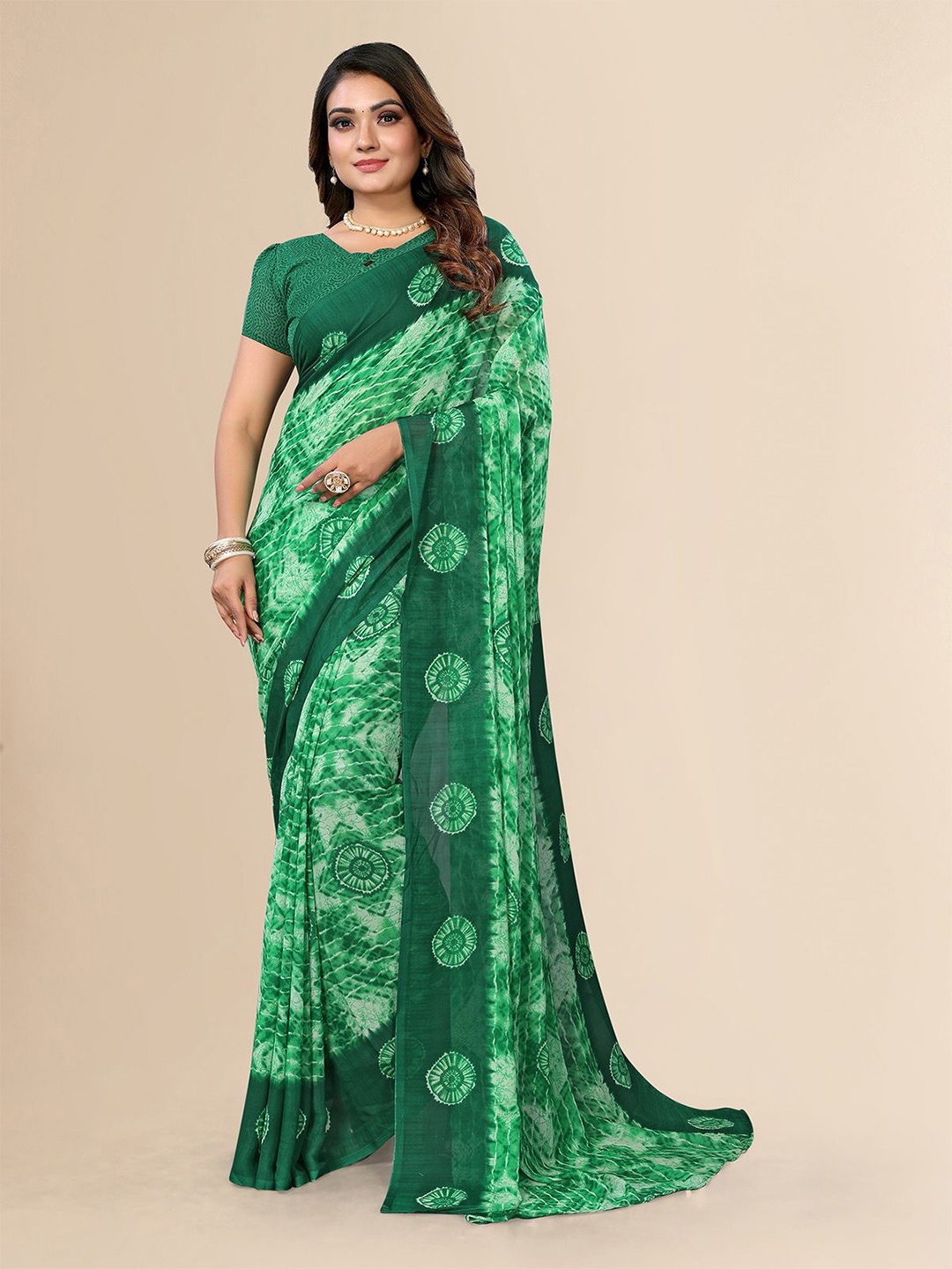 

Moda Rapido Printed Saree, Green