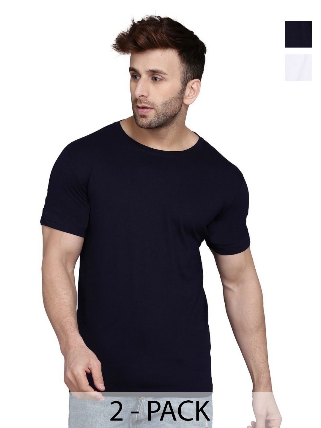 

WOOSTRO Men 2 Monochrome Slim Fit T-shirt, White
