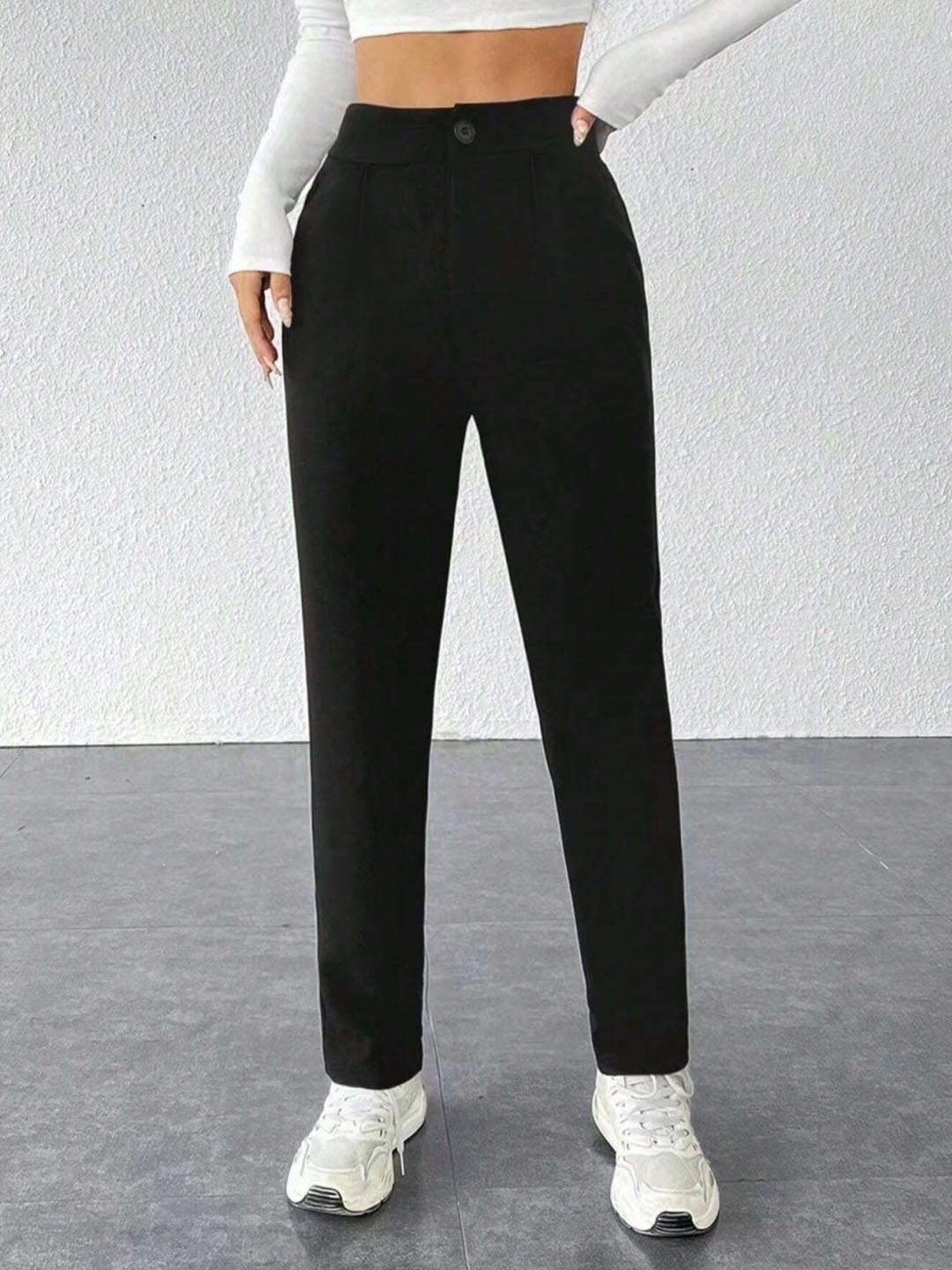 

TOOCHKI Women Relaxed Straight Leg High-Rise Trousers, Black