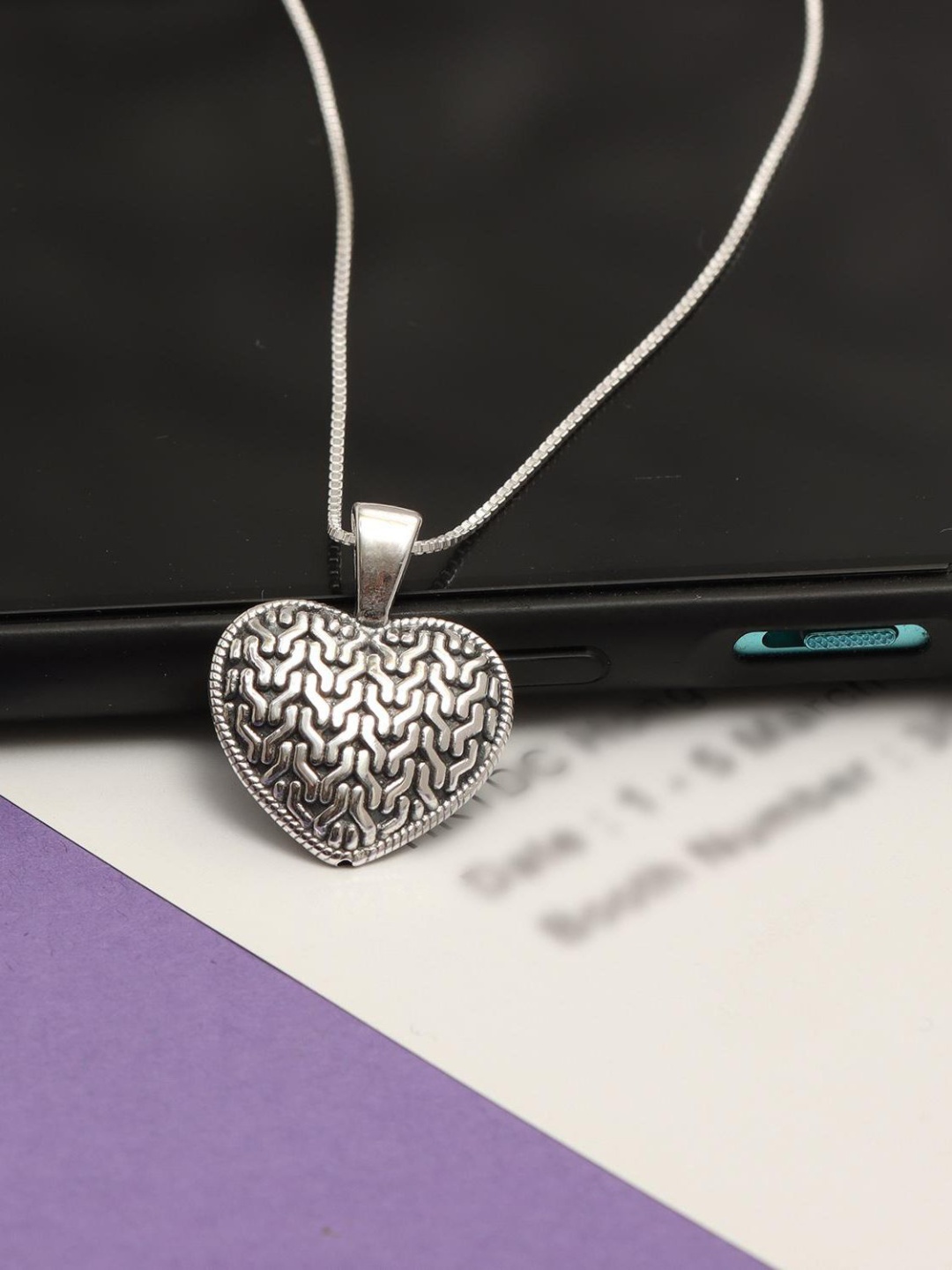 

LeCalla 925 Sterling Silver Rhodium-Plated Heart Shaped Pendants With Chains