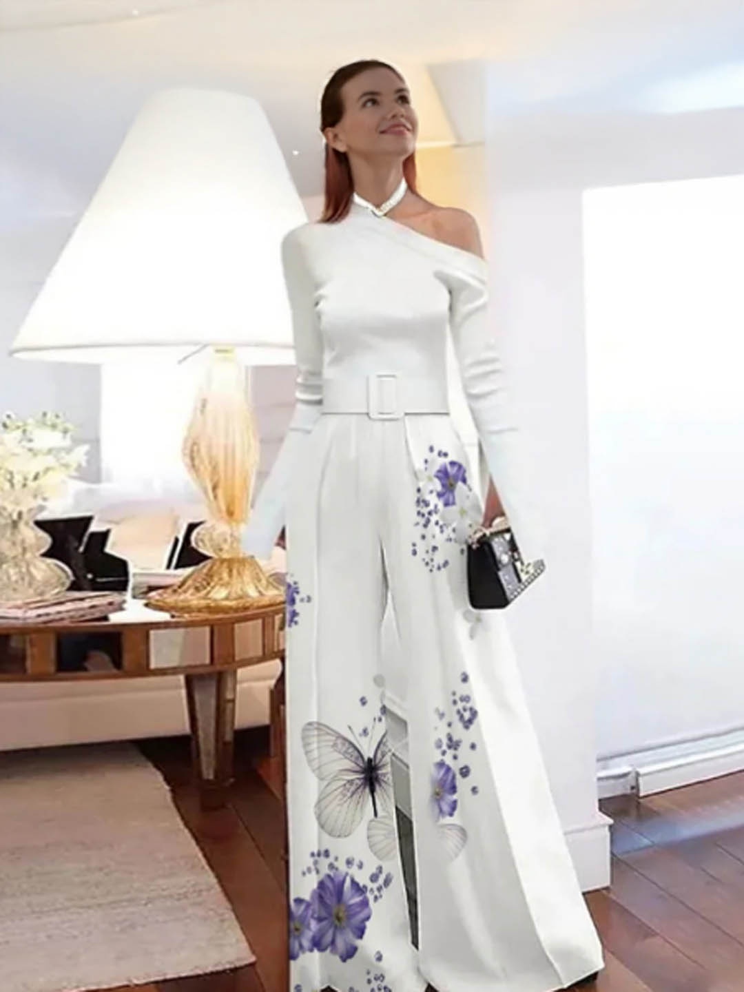 

StyleCast Printed Basic Jumpsuit, White