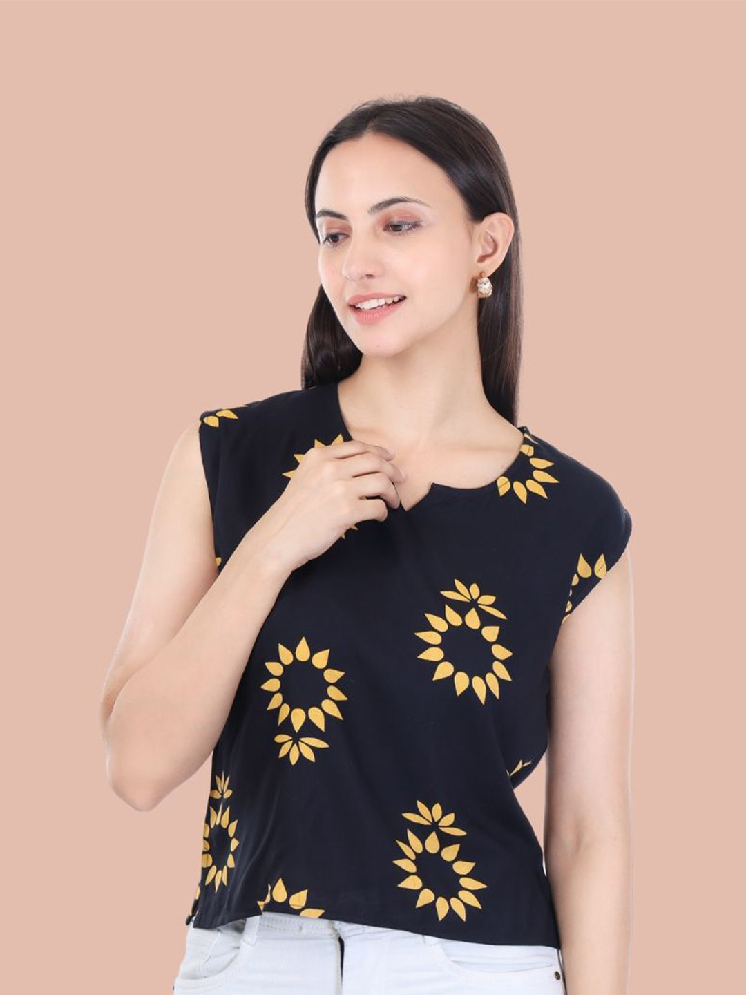 

Moda Rapido Floral Print Crepe Top, Blue