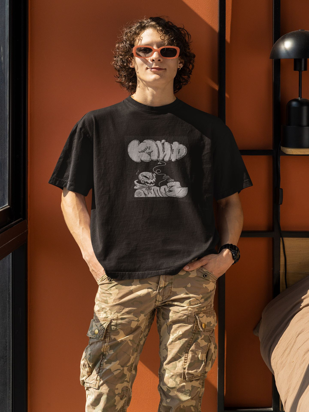 

TheBTclub Men Activchill Typography Printed Round Neck Cotton Oversized T-shirt, Black