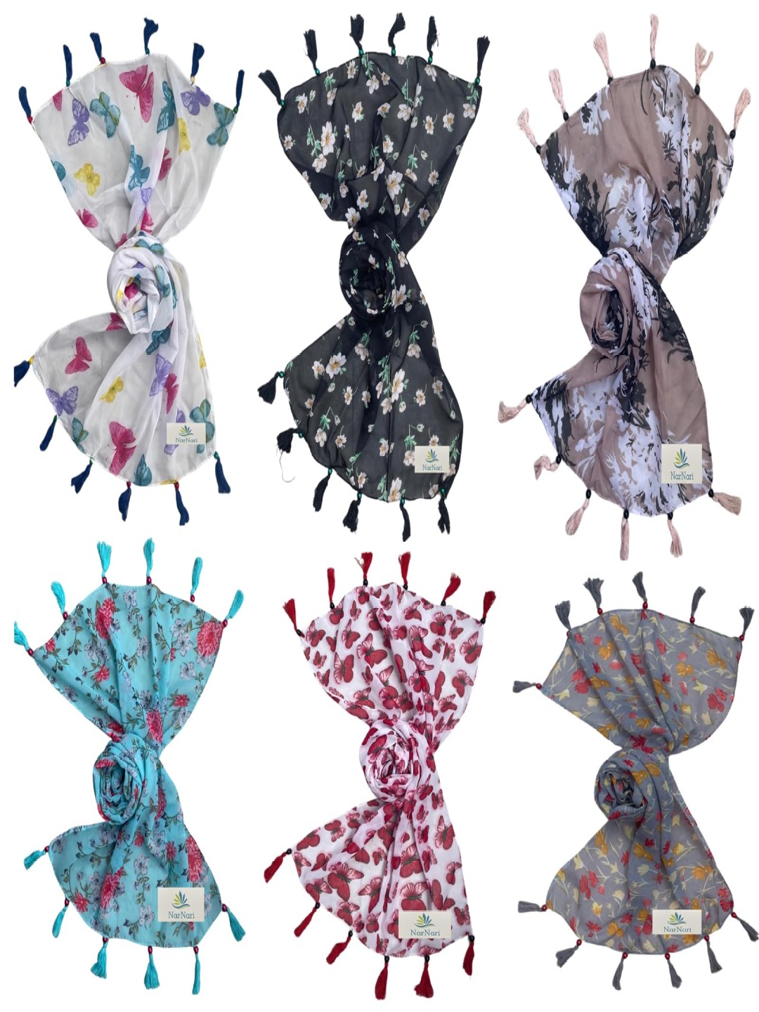 

NarNari Women Printed Scarf, Blue