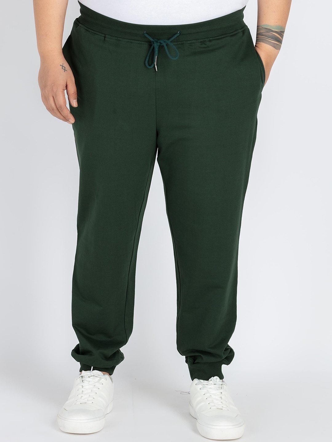 

Unsized Men Plus size Cotton Mid Rise Joggers, Green