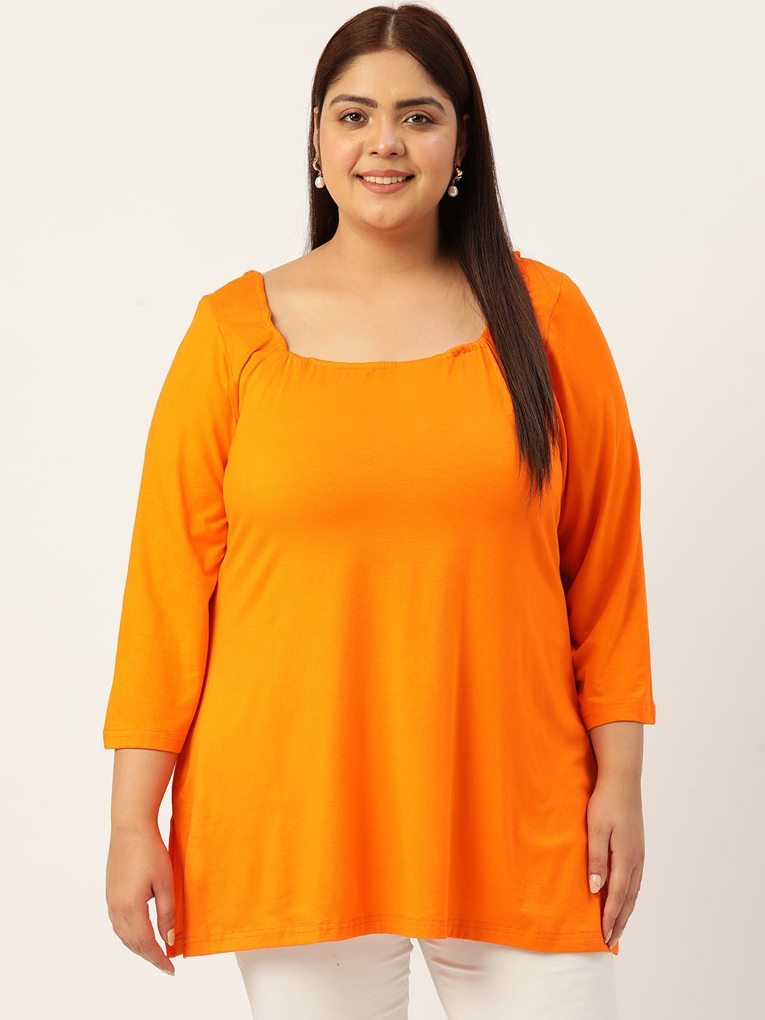 

theRebelinme Longline Square Neck Top, Orange