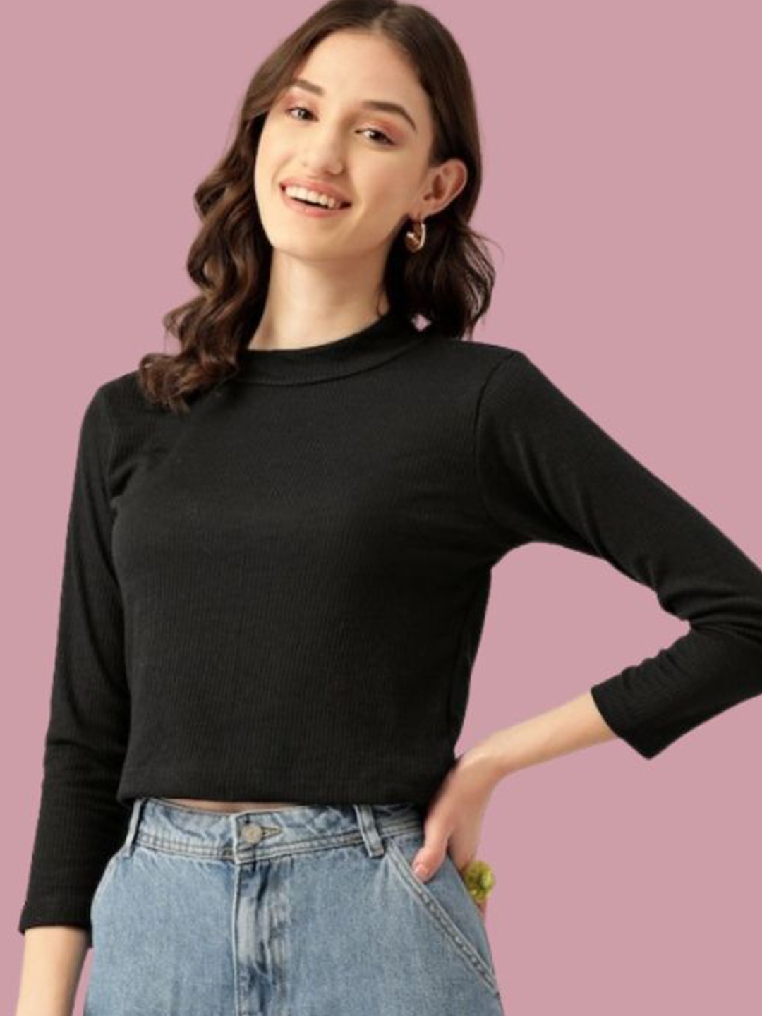

DressBerry Women Cotton Crop Top, Black