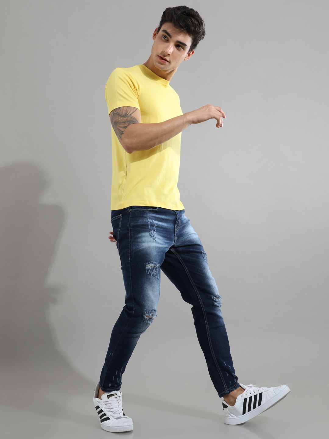 

GREEN AGE Men Solid Round Neck Bamboo Slim Fit T-shirt, Yellow